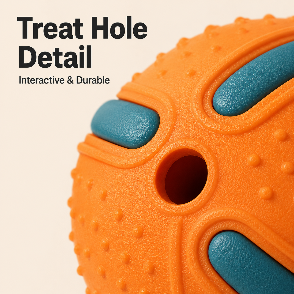 Interactive Dog Toy Ball – Textured Rubber Chew Ball with Treat Hole & Easy-Grip Design