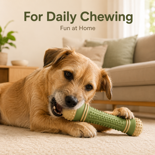 Textured Pet Chew Stick Toy with Raised Grip, Rounded Ends & Durable Rubber Design