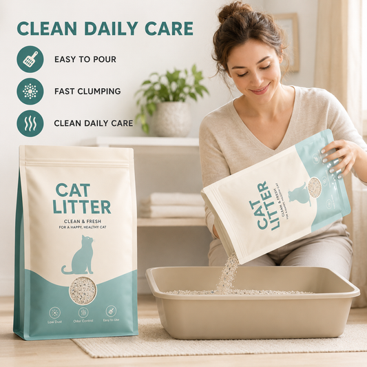 Low-Dust Clumping Cat Litter – Fine Texture Granules with Odor Control, Easy Scooping & Fresh Daily Care for Cats