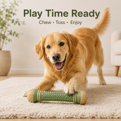 Textured Pet Chew Stick Toy with Raised Grip, Rounded Ends & Durable Rubber Design