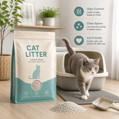 Low-Dust Clumping Cat Litter – Fine Texture Granules with Odor Control, Easy Scooping & Fresh Daily Care for Cats