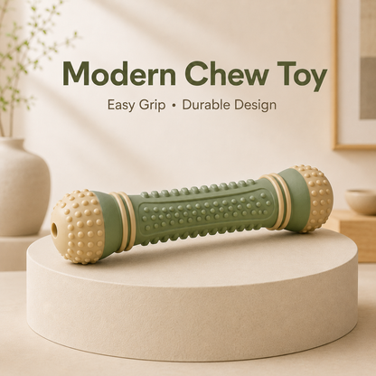 Textured Pet Chew Stick Toy with Raised Grip, Rounded Ends & Durable Rubber Design