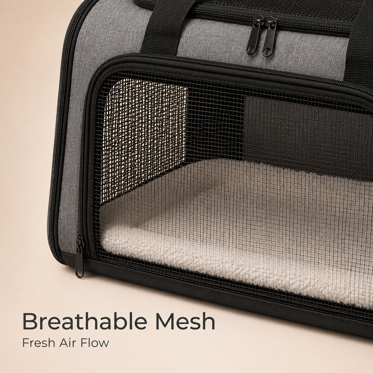 Portable Pet Car Travel Carrier – Soft-Sided Breathable Pet Bag with Mesh Windows, Padded Strap and Cozy Interior for Cats and Small Dogs