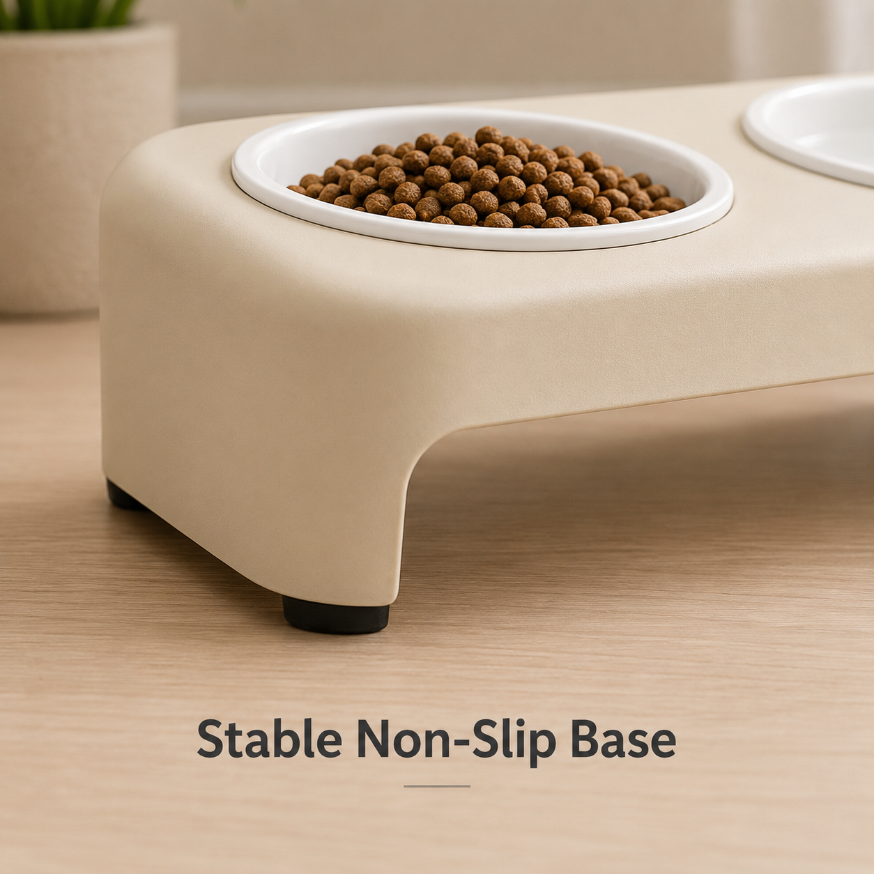 Raised Double Pet Bowl with Removable Bowls, Non-Slip Base & Easy-Clean Design