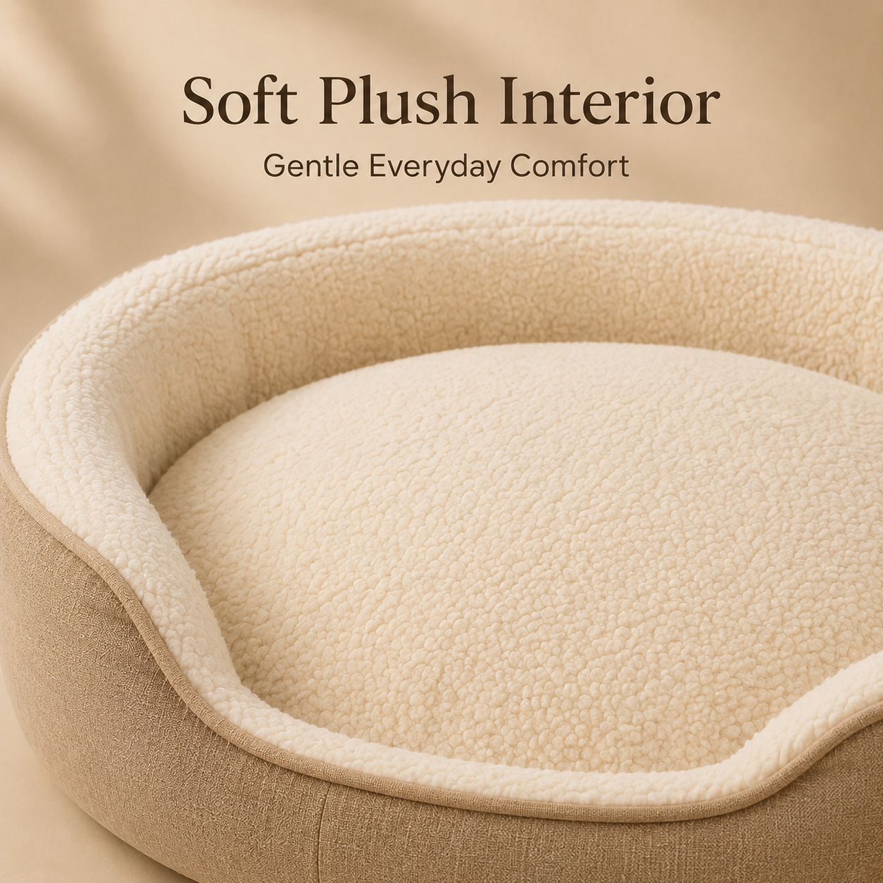 Modern Oval Dog Bed with Raised Support Rim, Soft Plush Cushion & Non-Slip Bottom