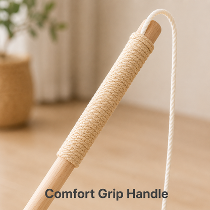 Interactive Cat Teaser Wand with Soft Feathers, Bell Detail & Comfort Grip Handle