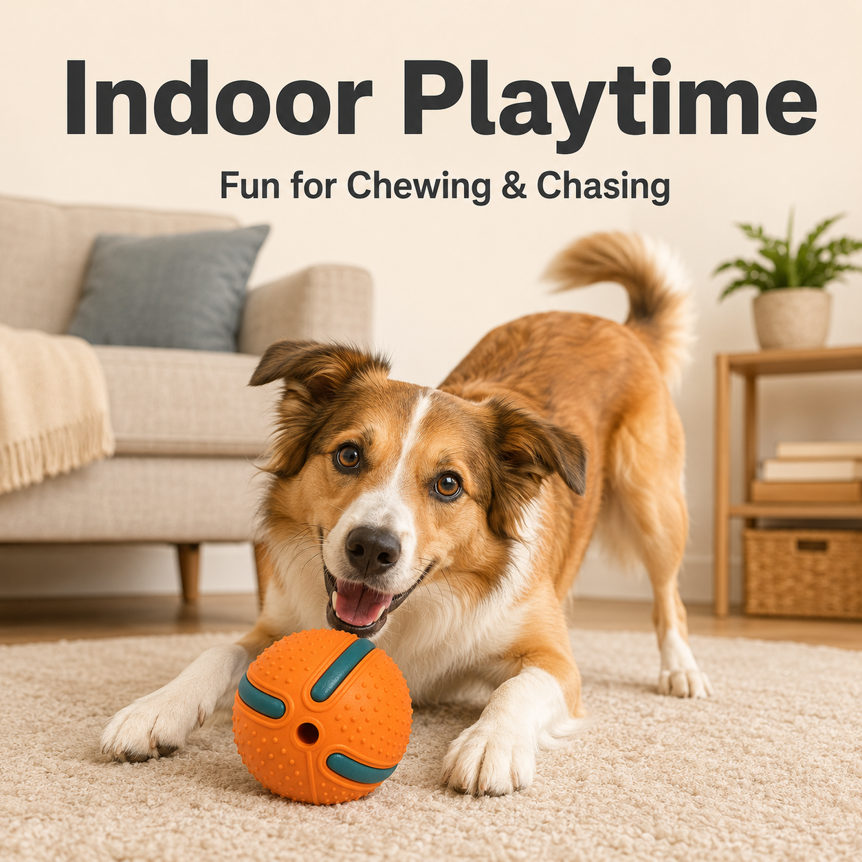 Interactive Dog Toy Ball – Textured Rubber Chew Ball with Treat Hole & Easy-Grip Design