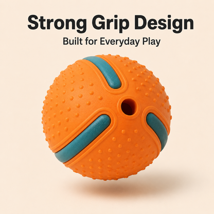 Interactive Dog Toy Ball – Textured Rubber Chew Ball with Treat Hole & Easy-Grip Design