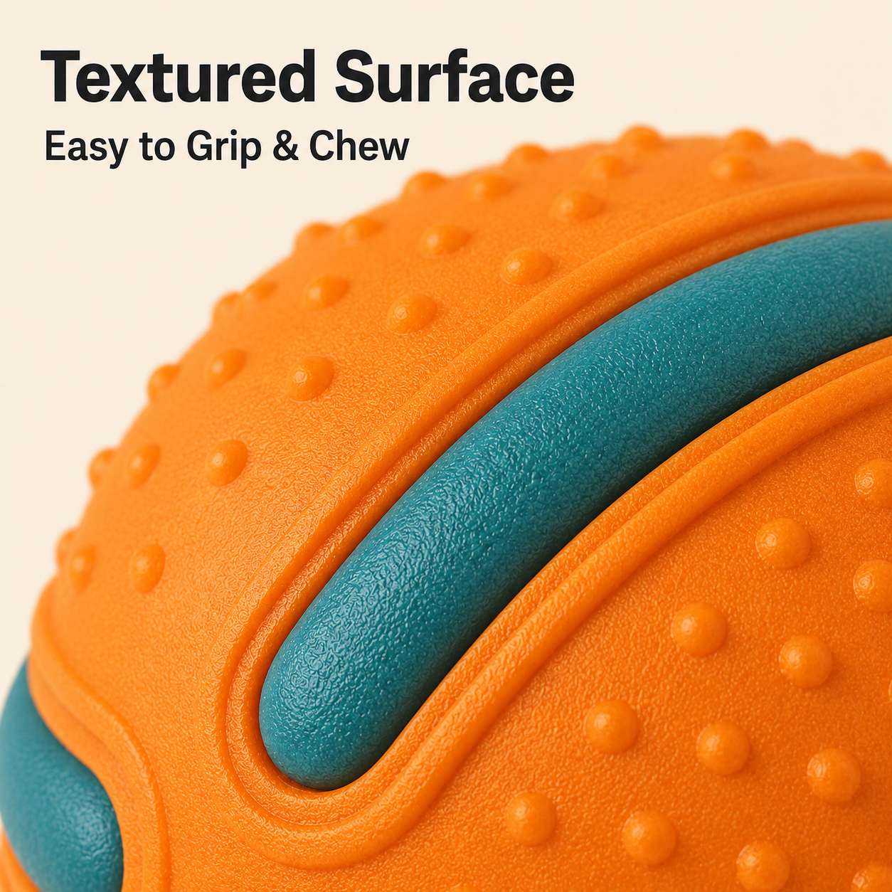 Interactive Dog Toy Ball – Textured Rubber Chew Ball with Treat Hole & Easy-Grip Design