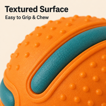 Interactive Dog Toy Ball – Textured Rubber Chew Ball with Treat Hole & Easy-Grip Design